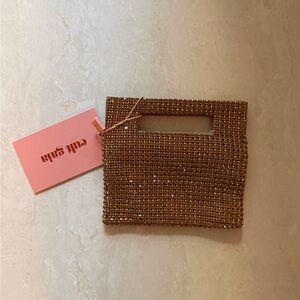 Cult Gaia Lucinda nano rhinestone gold clutch with cutout handle